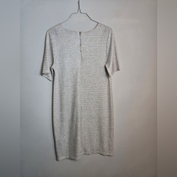 Silver And Sparkly Short Sleeve Dress Perfect For New Years Christmas Engagement - Picture 2 of 7